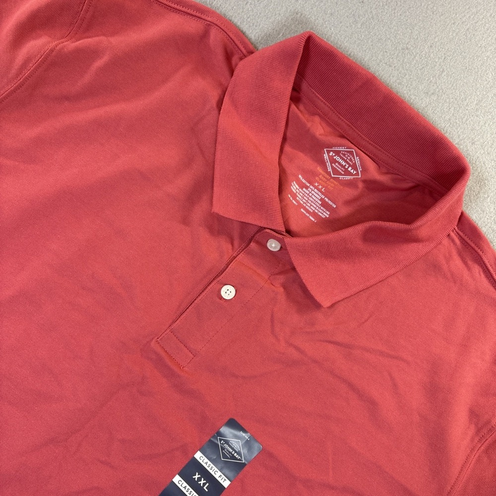 NWT St. John's Bay‎ Jersey Polo Shirt Mens XL Salmon 100% Cotton Shot Sleeve